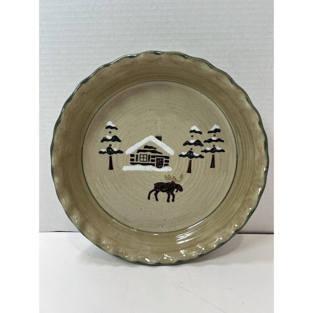 Sonoma Lodge Pottery Pie Plate Quiche Baking Dish 10" Fluted Edge Tan Rustic